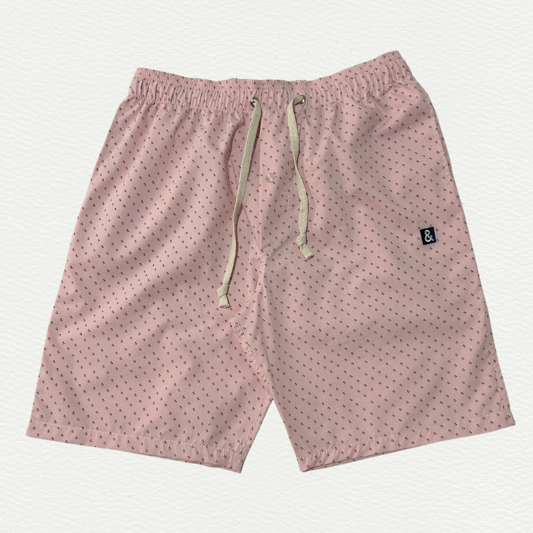 Pantalón corto de pijama rosado de puntos